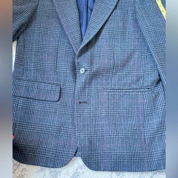Towncraft Men's Blue Multi Colored 2 Buttoned Sports Jacket Size 40R wool blend - Picture 7 of 10